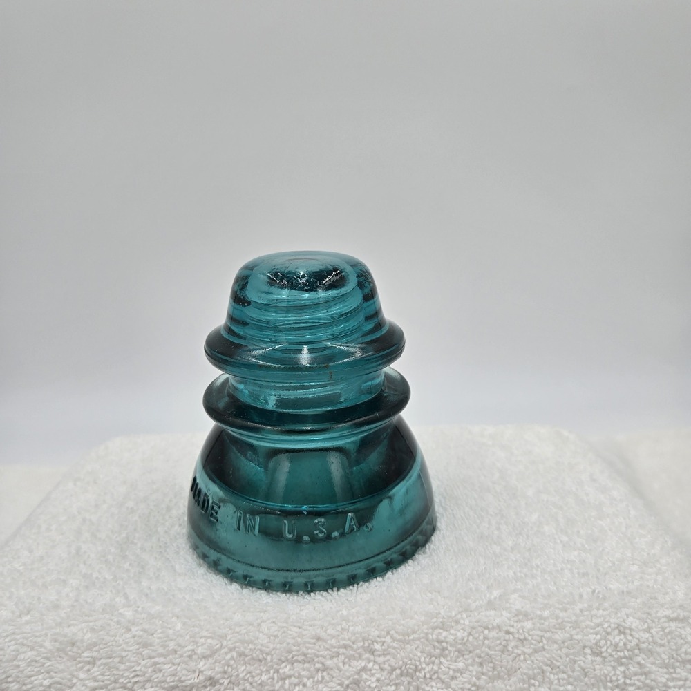 Vintage Hemingray - 42 Clear Aqua Blue Glass Telegraph Insulator Made In U.S.A.